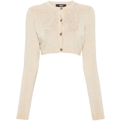 Versace Barocco lurex cropped cardigan