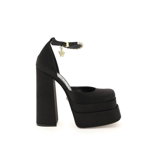 Versace Black Silk Platform Pumps