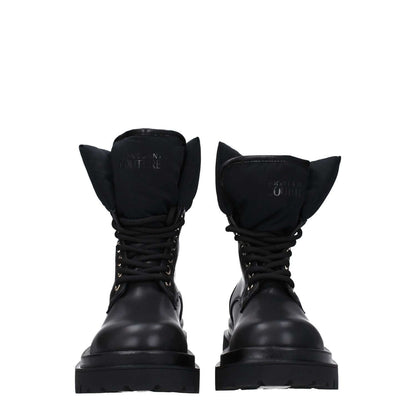 Versace Jeans Black Polyethylene Ankle Boots with lace-up closure and front logo, rubber sole, fabric material, 5 cm heel height.
