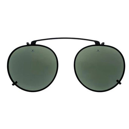 Vuarnet Black Metal Glasses (Frames) with green clip-on lenses, unisex, metal material.