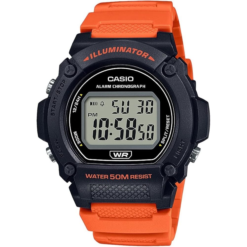 CASIO TIMELESS COLLECTION Mod. SPORT- ILLUMINATOR, WR 50M, ALARM, CHRONOGRAPH - BLACK (Brilliant color strap) WATCHES