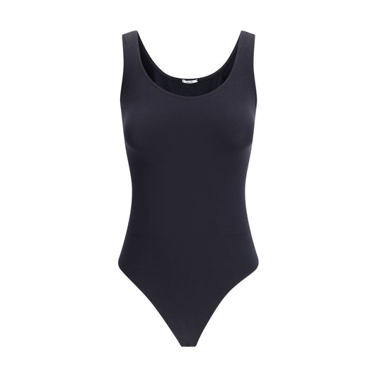 Wolford Black Polyamide Top - Sleeveless Jamaika Bodysuit, seamless design, eco-friendly Velvet knit fabric.