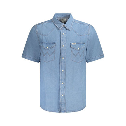 Wrangler Light Blue Cotton Men Shirt