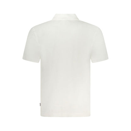 Back view of Wrangler White Cotton Polo Shirt showcasing short sleeves and 3-button design with logo application.