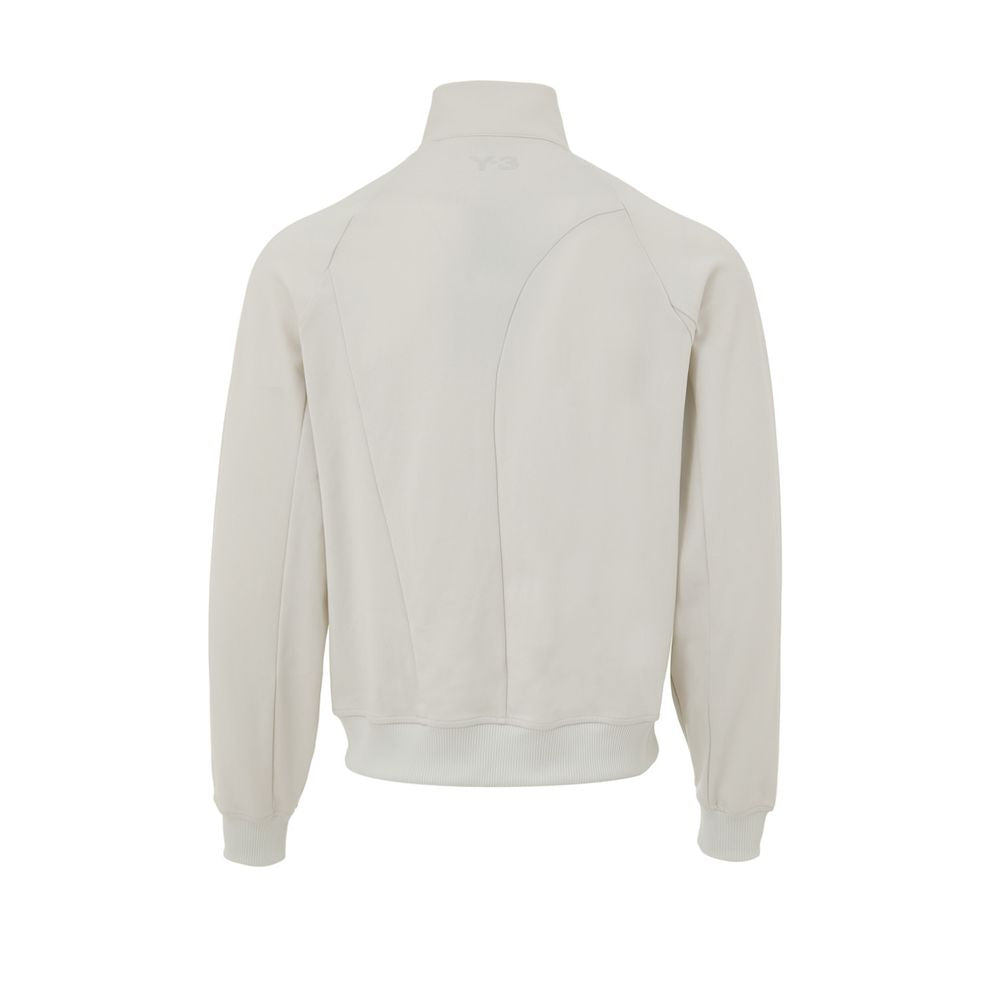 Back view of Y-3 White Polyamide Hoody with rubberized logo on technical fabric.
