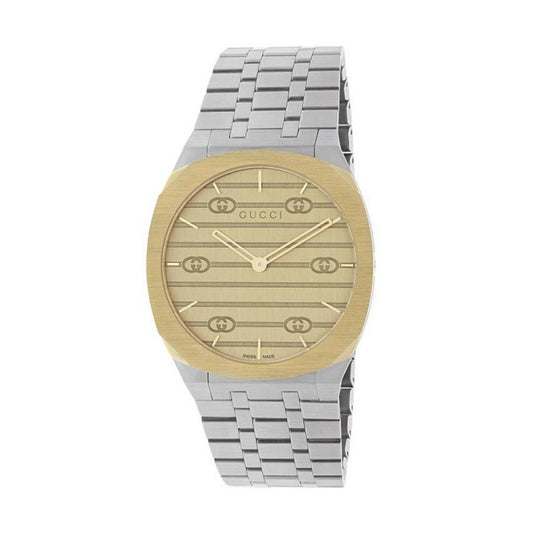 GUCCI Mod. 25H COLLECTION luxury watch with silver and gold detailing