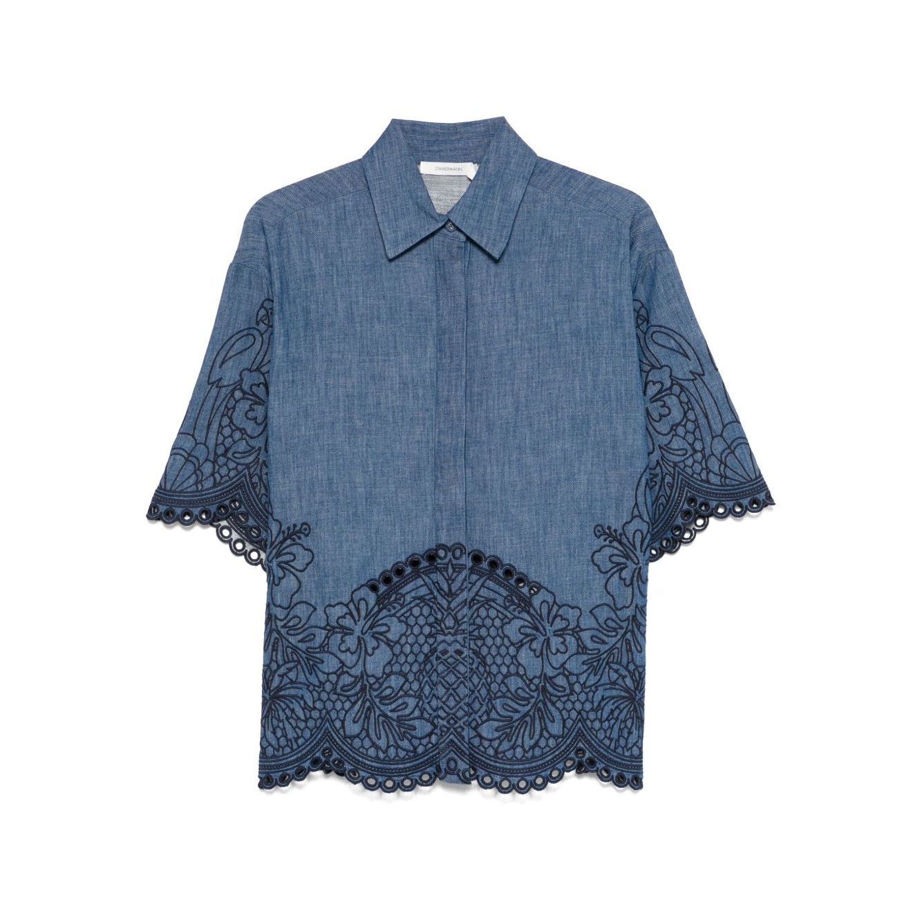 Zimmermann Coco Embroidered Denim Shirt Shirts